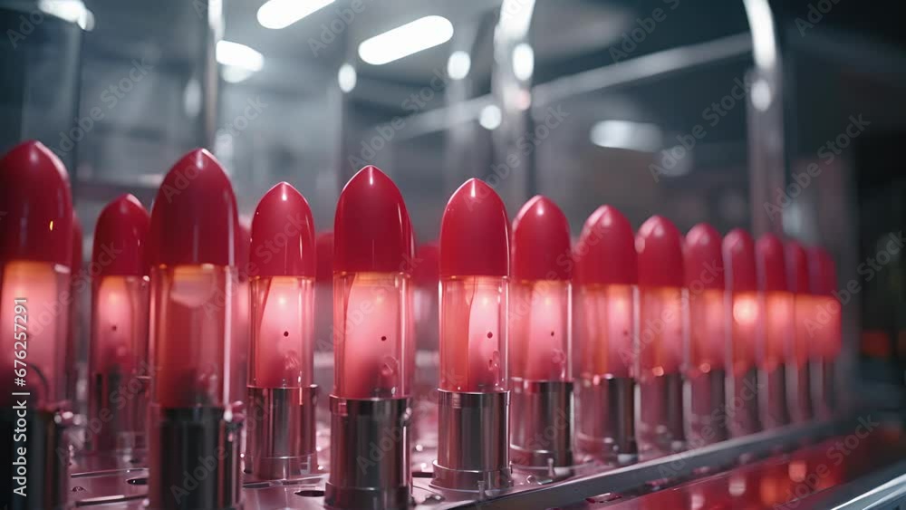 Aufkleber workers can be seen operating specialized machines that heat and shape lipstick bullets, ensuring a 