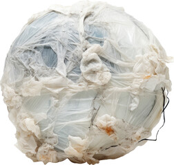 Abstract ball shape made from a plastic bag and tape. Global warming.