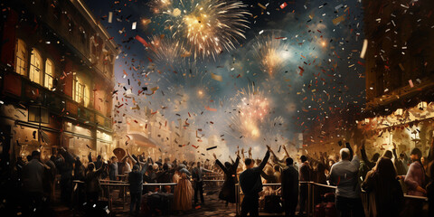 The cultural and regional variations in New Year's Eve celebrations around the world.  - obrazy, fototapety, plakaty