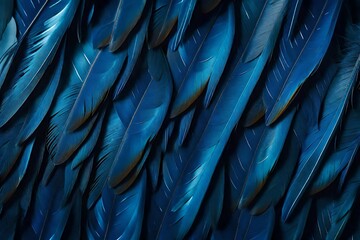 blue and gold macaw feathers - obrazy, fototapety, plakaty