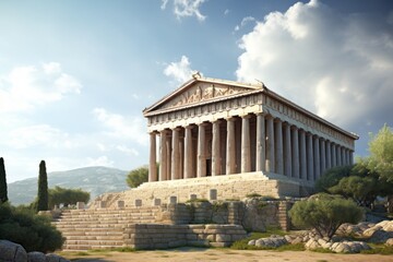 Fototapeta na wymiar Ancient Greek temple with white columns