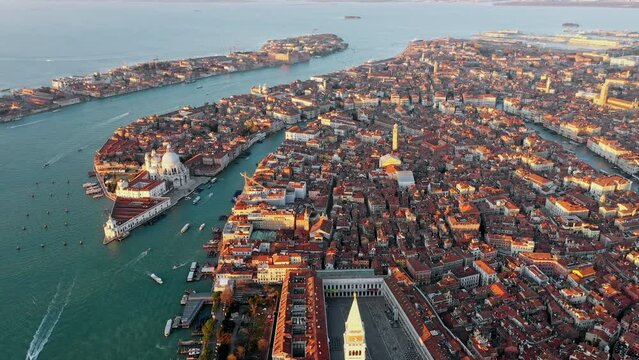 Aerial view of St Mark's square and old town, Venice, Italy