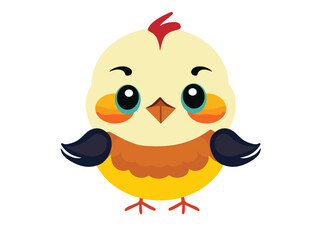 Cute baby bird isolated on white, cartoon vector illustration
