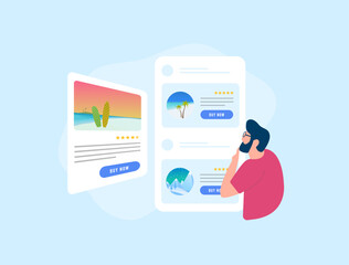 Online Tour Booking concept. Explore and book exciting vacation tours. Discover last-minute deals and plan travel. Ideal for travel agencies, summer vacation tours and exotic destinations