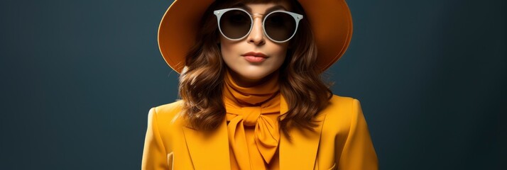 Obraz na płótnie Canvas Stylish Young Girl Sunglasses Blue Hat , Background Image For Website, Background Images , Desktop Wallpaper Hd Images