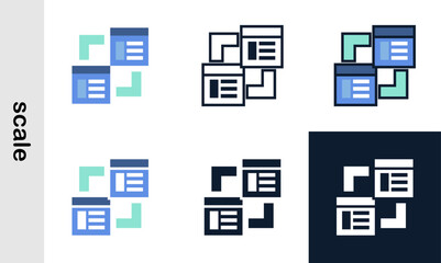 scale illutration icons set. Simple scale icons used web development.