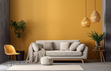 Luxurious living room area composition with minimalistic decoration