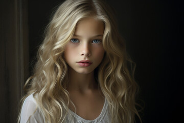 Portrait of young girl with blond hairs