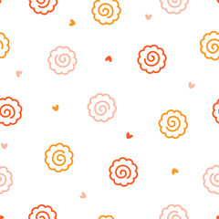 Seamless pattern with colorful narutomaki and hearts