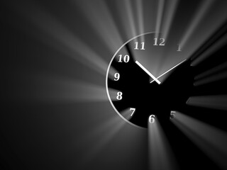 Time. Glowing clock. 3d rendering image