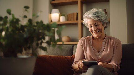 Obraz premium Happy senior using smartphone to shopping online, super sale on black friday, payment with credit card or payment app, cashless society and digital lifestyle. 
