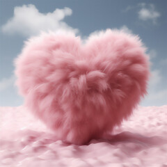 3D rendering illustration of a Valentine's Day heart made of fluffy fur isolated on a background
