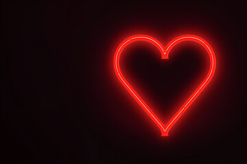 Neon glowing heart on a dark background for Valentine's day.