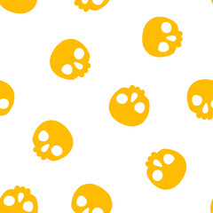 Seamless pattern with yellow skull