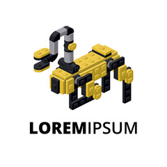 logo with the image of a robot in isometry. Vector