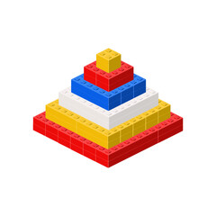 Colored step pyramid made of bricks. Vector