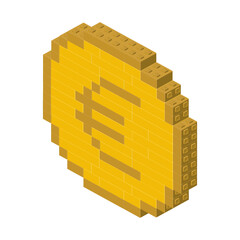 Euro coin in isometry. Vector