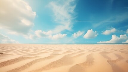 Fototapeta na wymiar Sandy Dunes and Clear Skies, A Low Angle Desert View