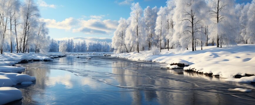 Beautiful Winter Scenery Sunny Morning Scene , Background Image For Website, Background Images , Desktop Wallpaper Hd Images