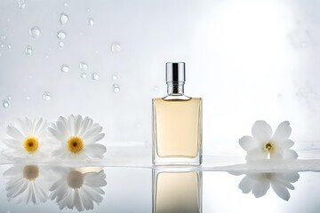 white perfume container mockup , minimalist  cosmetics  flacon template