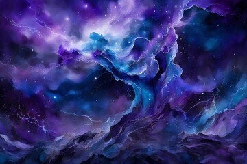 A captivating storm of indigo and amethyst, electrifying the cosmos