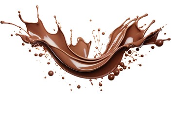 Chocolate splash design element on white background Generative AI 