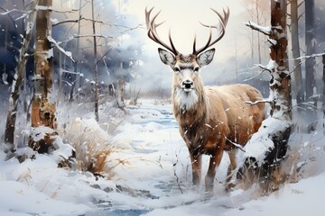 Obraz premium deer in winter