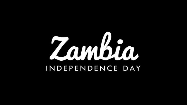 Happy Zambia Independence Day Text Animation on White Color. Fantastic for social media feed wallpaper stories, banners, and Zambia Independence Day celebrations