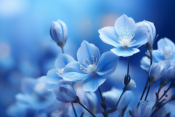 Generative AI Image of Flowers Symbolizing Depression Sadness of Blue Monday Concept - obrazy, fototapety, plakaty
