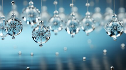 Pattern of snowflakes and icicles on a light background. AI generated illustration