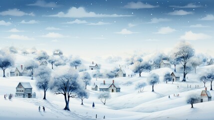 Minimalistic pattern of snow-covered rooftops in a winter village scene. AI generated