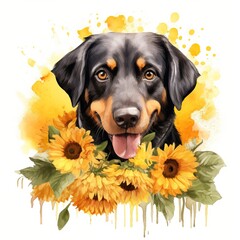 dog with flowers