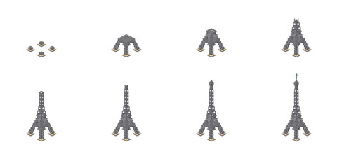 Construction of the Eiffel Tower. Vector