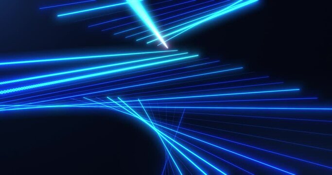 Abstract light stripes from lines and dots of particles of glowing swirling futuristic hi-tech. Twisted neon lines. Abstract background. seamless loop