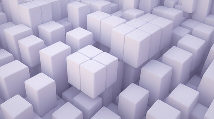 This image shows a maze of white cubes. The cubes are stacked on top of each other in a seemingly random order