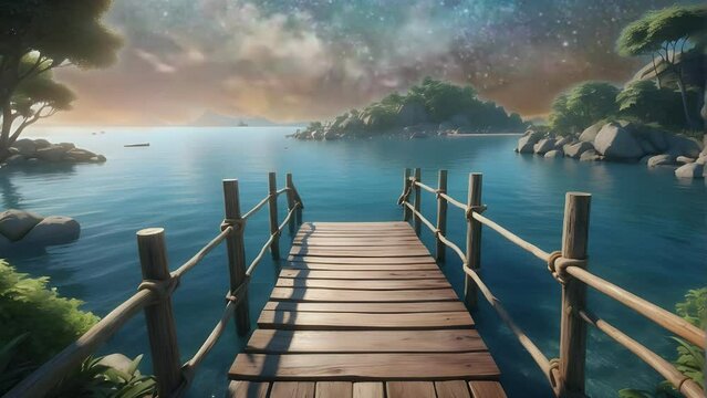 Let the stylistic rendering of this scene transport you to a world of tranquility and beauty