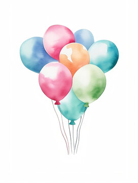 Сolorful balloons isolated on white background, Generative AI