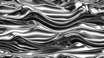 Liquid chrome waves background, shiny and lustrous metal pattern texture.