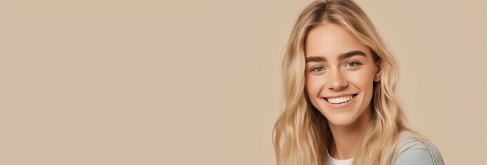 Beautiful American good woman nice fashion half body eye contact