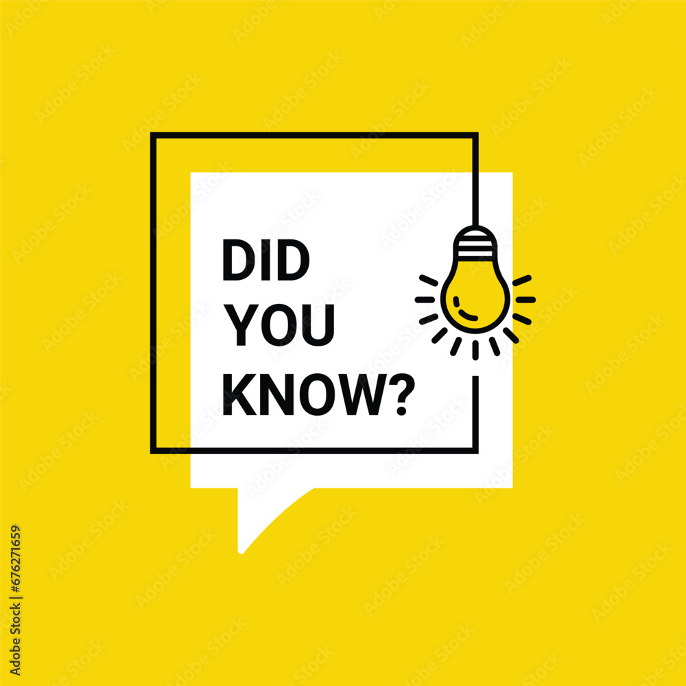 Poster did you know banner design. design template with message speech bubble and light bulb. vector illust