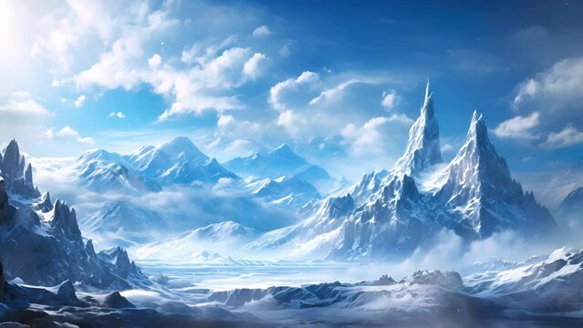 A blizzard sweeps across a snowblanketed kingdom the air around it crackling with ice. Wisps of frostwind swirl around the towering mountains as the wind chills to an unearthly chill