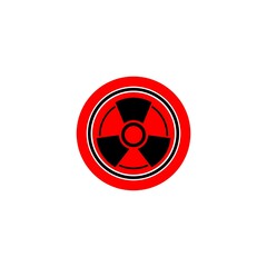 Radiation hazard sign. Red icon isolated on white background.  Radioactive toxic symbol.