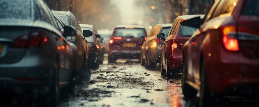 Traffic Jam Caused By Heavy Snowfall , Background Image For Website, Background Images , Desktop Wallpaper Hd Images