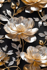 A luxury elegant silver and gold flowers.