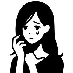 Woman got Fever and Cold Flu vector silhouette illustration