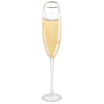 champagne glass isolated on white, for New Year's celebrations and parties.