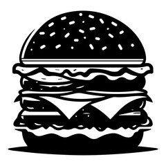 Burger vector silhouette illustration, Burger Food vector, Restaurant Burger silhouette illustration black color