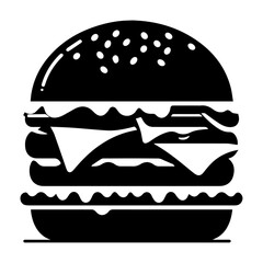 Burger vector silhouette illustration, Burger Food vector, Restaurant Burger silhouette illustration black color
