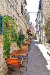 Fototapeta na wymiar Street cafe in downtown of Split, Croatia