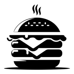 Burger vector silhouette illustration, Burger Food vector, Restaurant Burger silhouette illustration black color